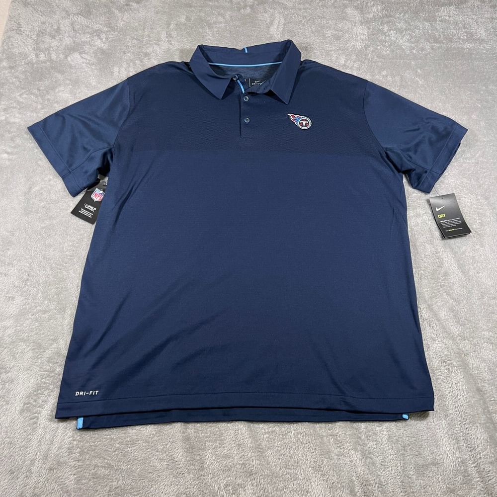 Tennessee Titans Polo Shirt Mens XXL Blue‎ Nike Dri-FIT On-Field NEW